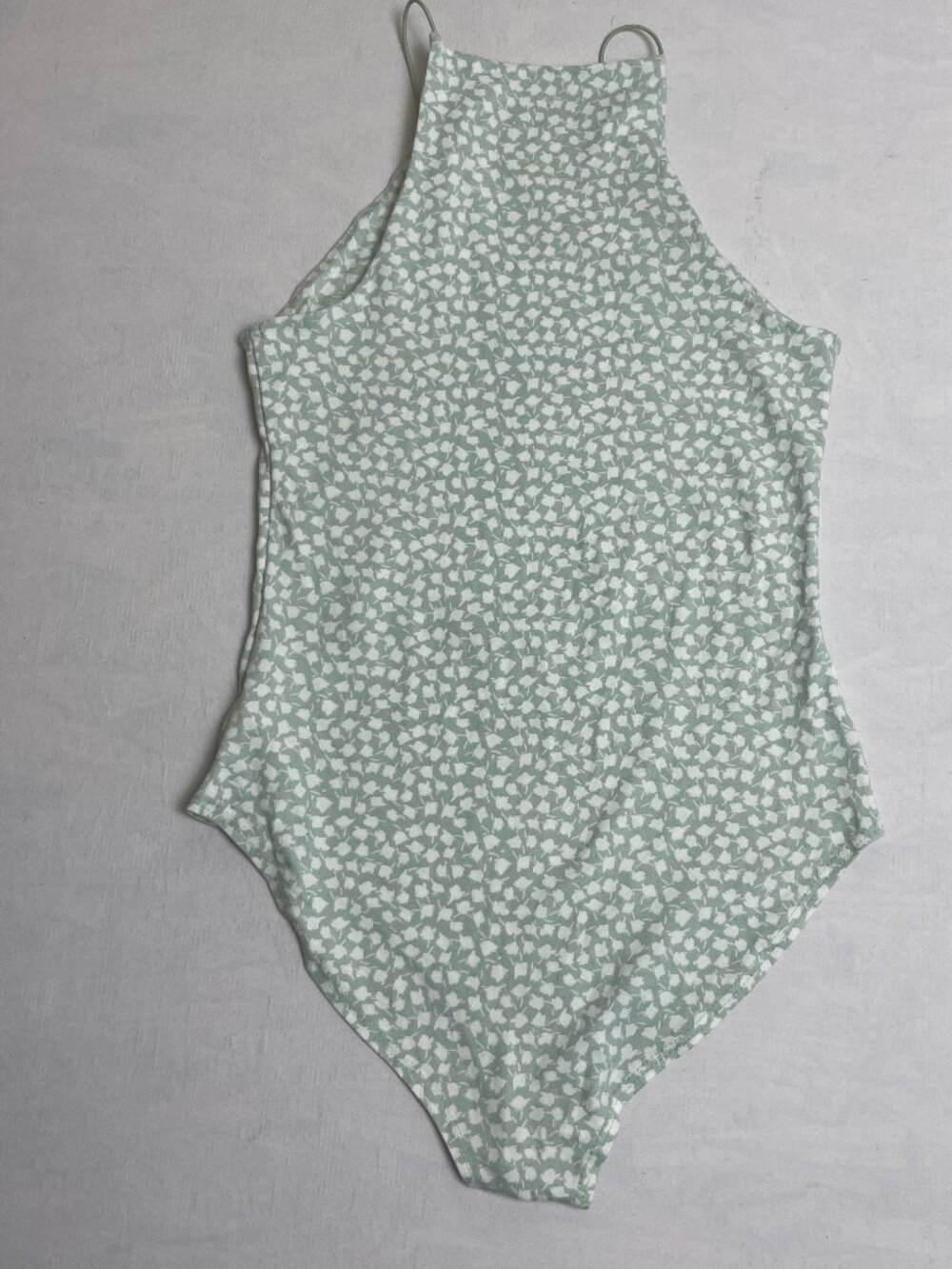Gaze Aqua Mint & whiteFloral Strap Cheeky Bodysuit Size s!